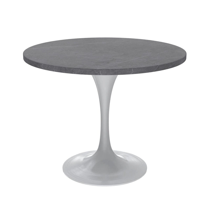 Table à manger Verve avec plateau rond de 36 po et pied central en acier blanc