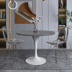 Table à manger Verve avec plateau rond de 36 po et pied central en acier blanc