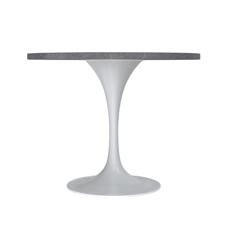 Table à manger Verve avec plateau rond de 36 po et pied central en acier blanc