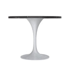 Table à manger Verve avec plateau rond de 36 po et pied central en acier blanc