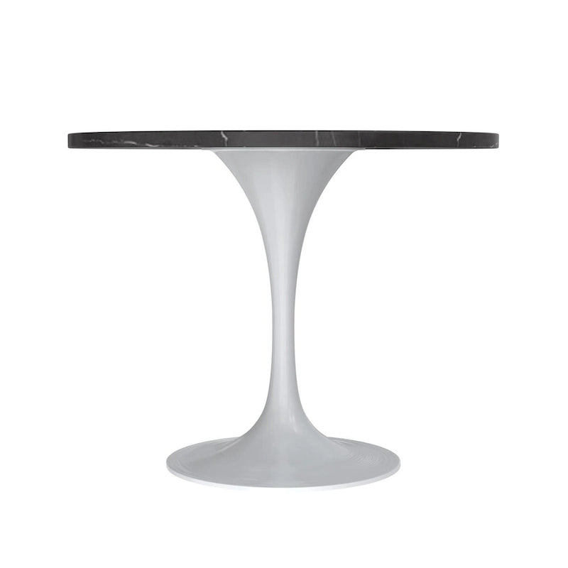 Table à manger Verve avec plateau rond de 36 po et pied central en acier blanc