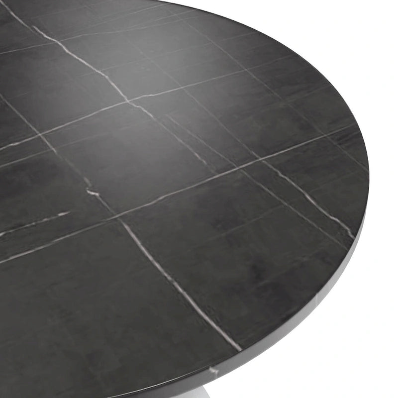 Table à manger Verve avec plateau rond de 36 po et pied central en acier blanc