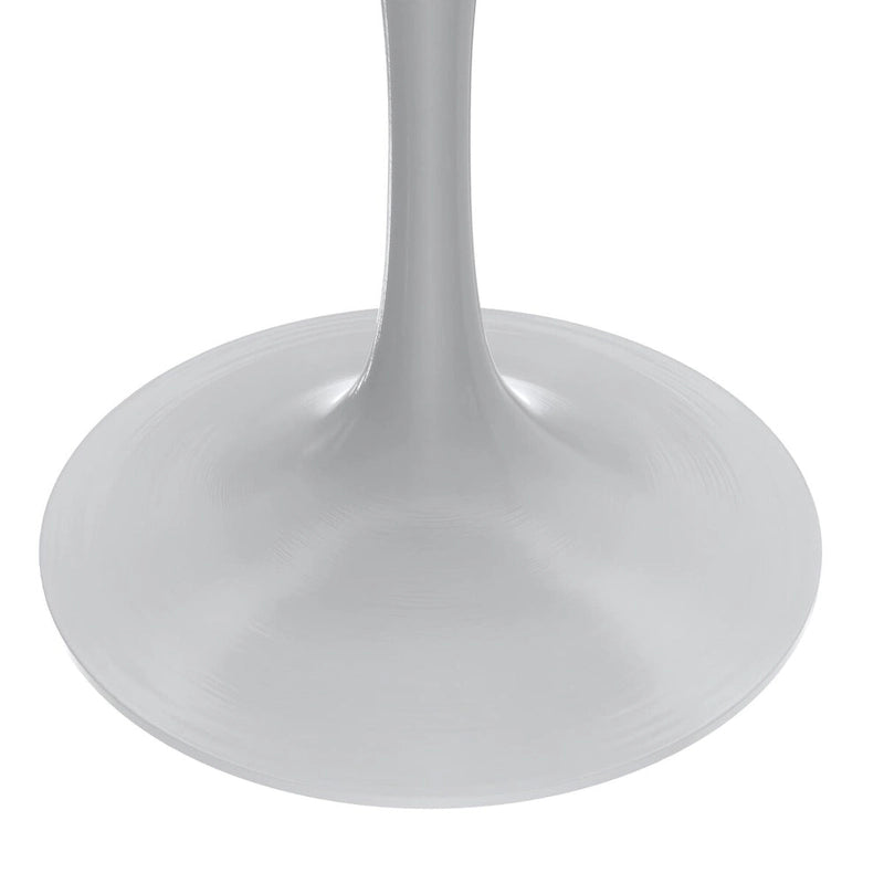 Table à manger Verve avec plateau rond de 36 po et pied central en acier blanc