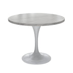 Table à manger Verve avec plateau rond de 36 po et pied central en acier blanc