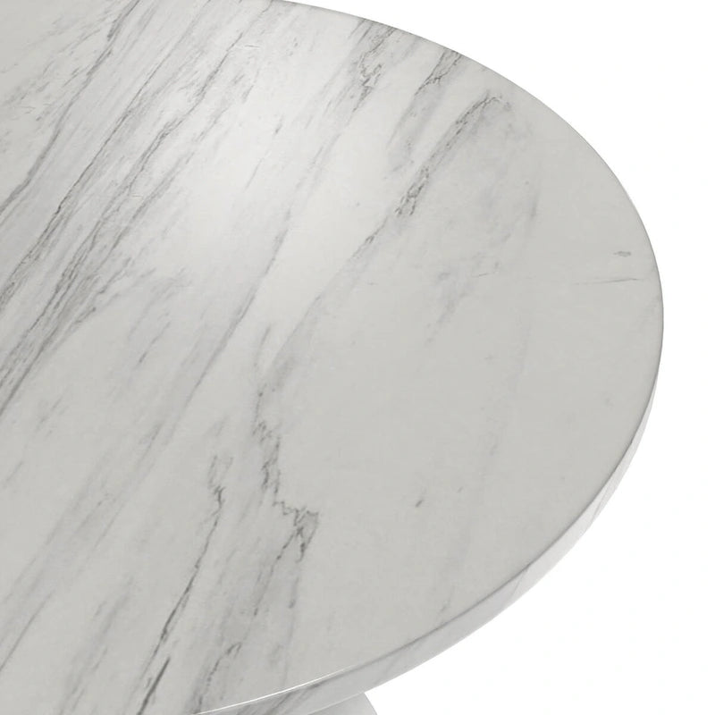 Table à manger Verve avec plateau rond de 36 po et pied central en acier blanc