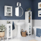 RiverRidge Prescott Armoire de rangement et organisateur de salle de bain et de buanderie étroite à porte unique avec étagères réglables - Blanc