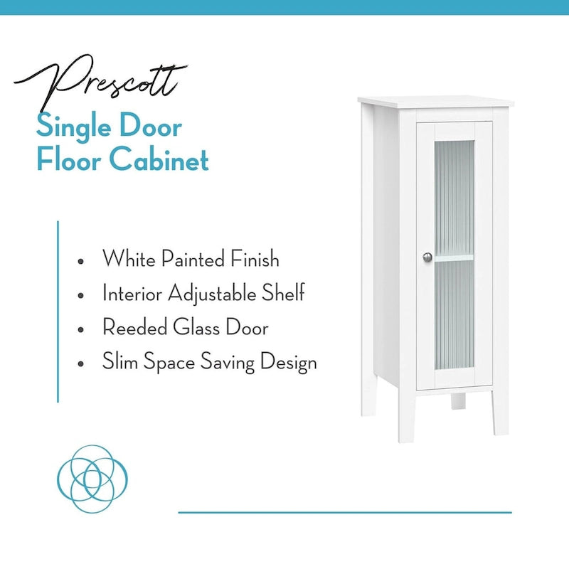 RiverRidge Prescott Armoire de rangement et organisateur de salle de bain et de buanderie étroite à porte unique avec étagères réglables - Blanc