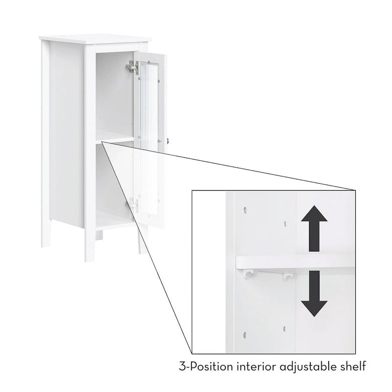 RiverRidge Prescott Armoire de rangement et organisateur de salle de bain et de buanderie étroite à porte unique avec étagères réglables - Blanc