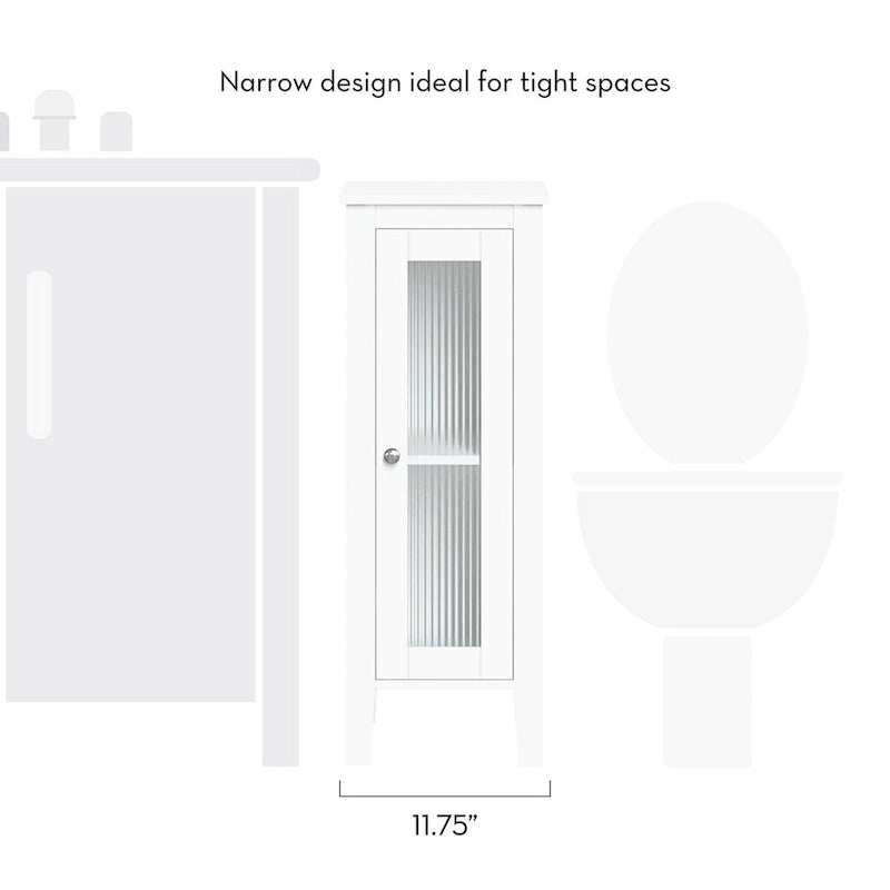 RiverRidge Prescott Armoire de rangement et organisateur de salle de bain et de buanderie étroite à porte unique avec étagères réglables - Blanc