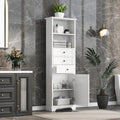 Armoire à linge en MDF blanc de 10 po L x 22 po P x 68,3 po H avec 3 tiroirs et tablettes réglables