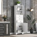 Armoire à linge en MDF blanc de 10 po L x 22 po P x 68,3 po H avec 3 tiroirs et tablettes réglables