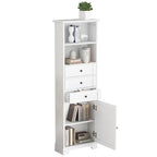 Armoire à linge en MDF blanc de 10 po L x 22 po P x 68,3 po H avec 3 tiroirs et tablettes réglables