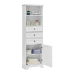 Armoire à linge en MDF blanc de 10 po L x 22 po P x 68,3 po H avec 3 tiroirs et tablettes réglables