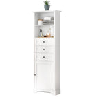 Armoire à linge en MDF blanc de 10 po L x 22 po P x 68,3 po H avec 3 tiroirs et tablettes réglables