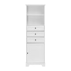 Armoire à linge en MDF blanc de 10 po L x 22 po P x 68,3 po H avec 3 tiroirs et tablettes réglables