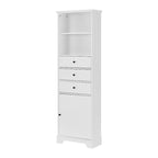 Armoire à linge en MDF blanc de 10 po L x 22 po P x 68,3 po H avec 3 tiroirs et tablettes réglables