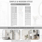 Armoire à linge en MDF blanc de 10 po L x 22 po P x 68,3 po H avec 3 tiroirs et tablettes réglables
