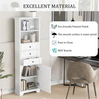 Armoire à linge en MDF blanc de 10 po L x 22 po P x 68,3 po H avec 3 tiroirs et tablettes réglables