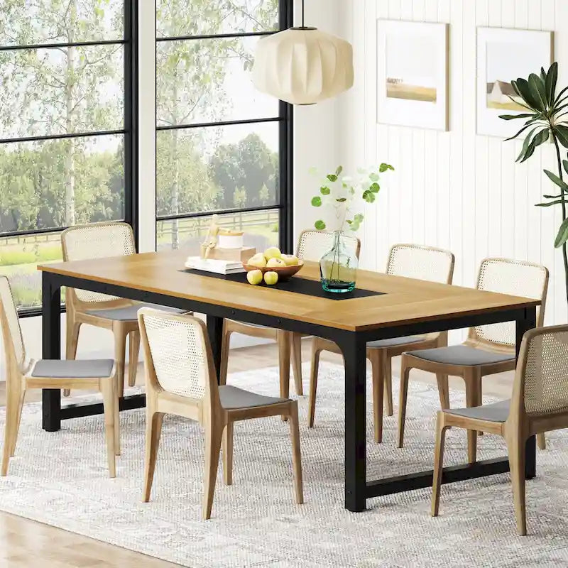 Table à manger moderne de 200 cm pour 8-10 personnes, table de cuisine rectangulaire - 200 cm (L) x 100 cm (P)