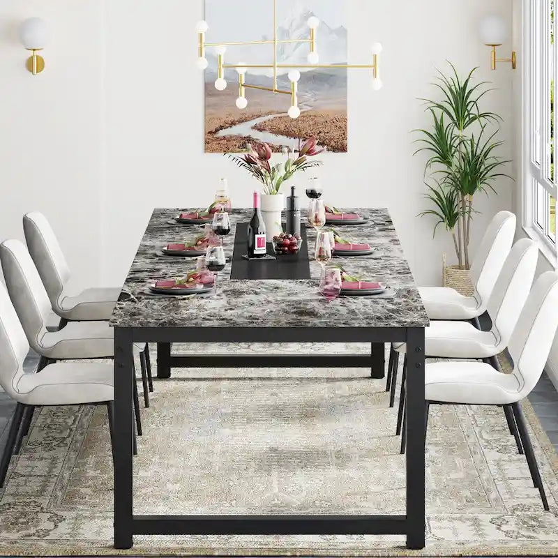 Table à manger moderne de 200 cm pour 8-10 personnes, table de cuisine rectangulaire - 200 cm (L) x 100 cm (P)