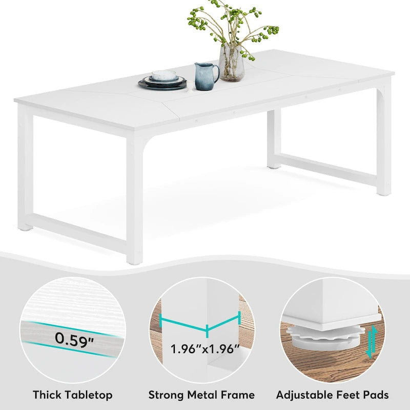 Table à manger moderne de 200 cm pour 8-10 personnes, table de cuisine rectangulaire - 200 cm (L) x 100 cm (P)