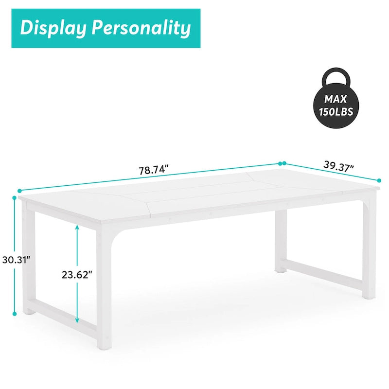 Table à manger moderne de 200 cm pour 8-10 personnes, table de cuisine rectangulaire - 200 cm (L) x 100 cm (P)