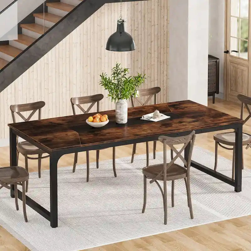 Table à manger moderne de 200 cm pour 8-10 personnes, table de cuisine rectangulaire - 200 cm (L) x 100 cm (P)