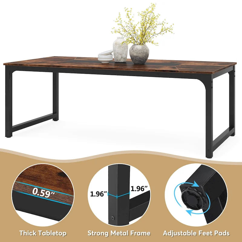 Table à manger moderne de 200 cm pour 8-10 personnes, table de cuisine rectangulaire - 200 cm (L) x 100 cm (P)