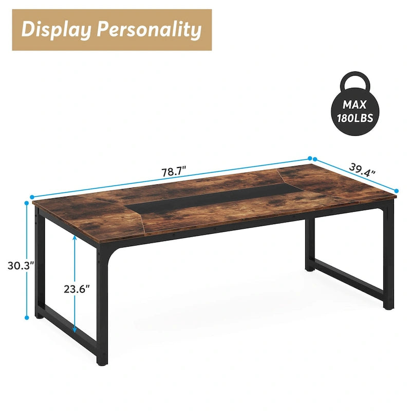 Table à manger moderne de 200 cm pour 8-10 personnes, table de cuisine rectangulaire - 200 cm (L) x 100 cm (P)