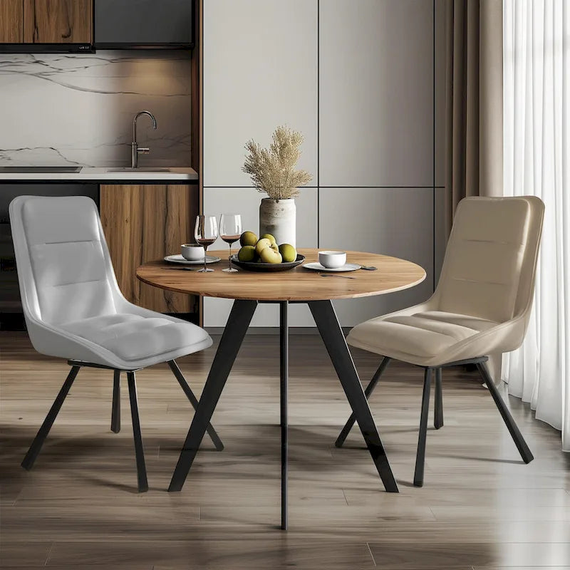 Lot de 2 chaises de salle à manger pivotantes rembourrées en similicuir avec pieds en métal - 18,5x18,5x37 pouces