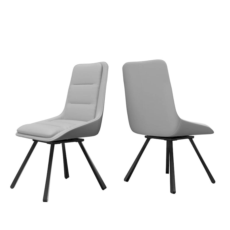 Lot de 2 chaises de salle à manger pivotantes rembourrées en similicuir avec pieds en métal - 18,5x18,5x37 pouces