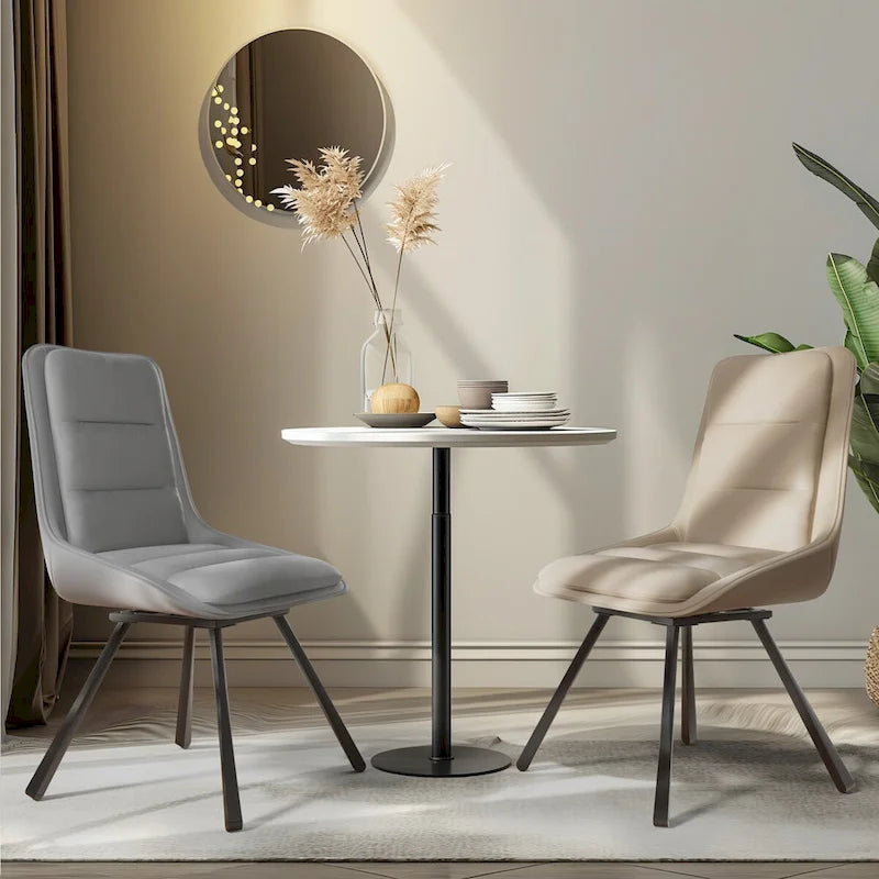 Lot de 2 chaises de salle à manger pivotantes rembourrées en similicuir avec pieds en métal - 18,5x18,5x37 pouces