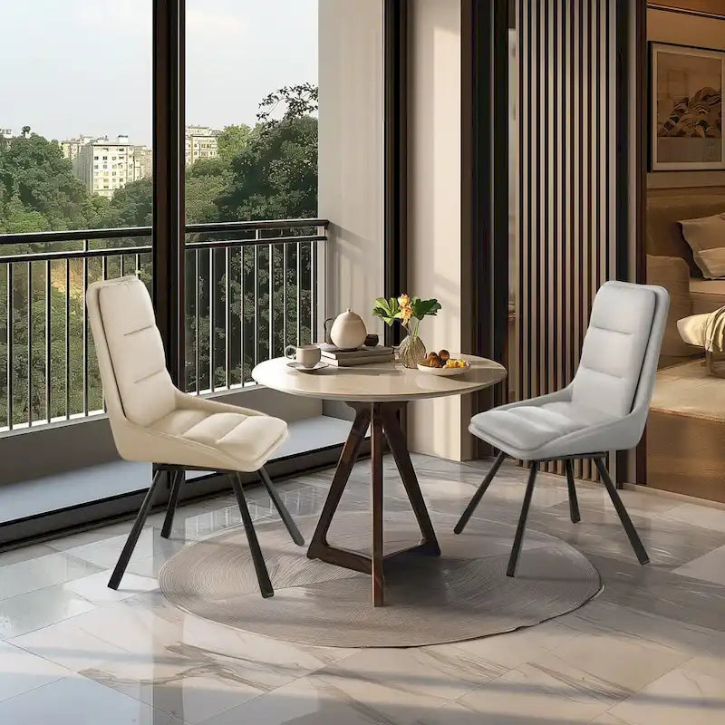 Lot de 2 chaises de salle à manger pivotantes rembourrées en similicuir avec pieds en métal - 18,5x18,5x37 pouces