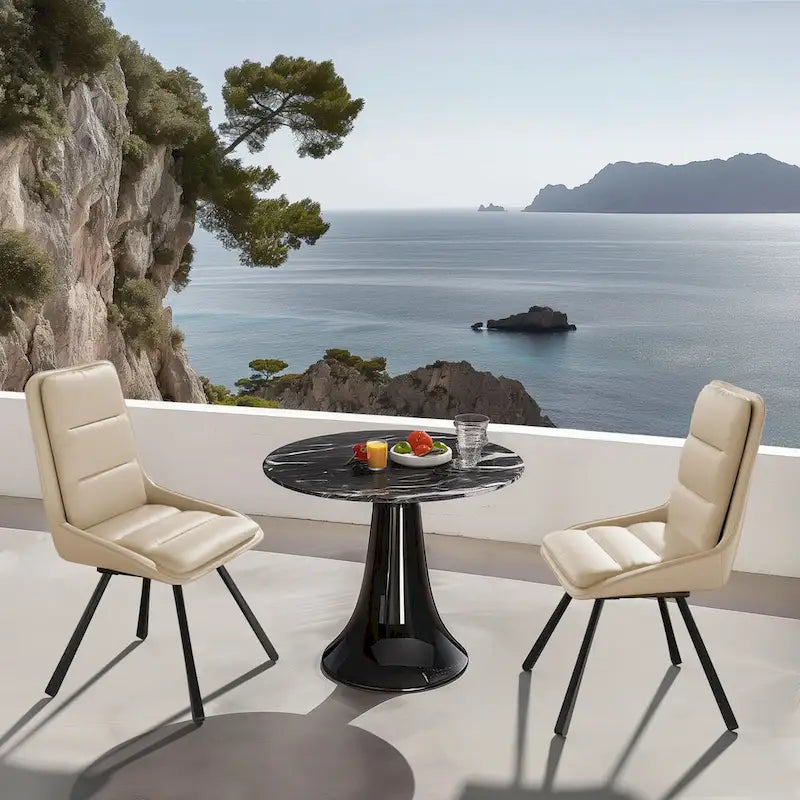 Lot de 2 chaises de salle à manger pivotantes rembourrées en similicuir avec pieds en métal - 18,5x18,5x37 pouces