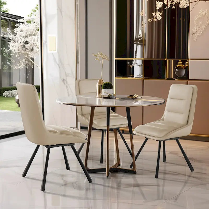Lot de 2 chaises de salle à manger pivotantes rembourrées en similicuir avec pieds en métal - 18,5x18,5x37 pouces
