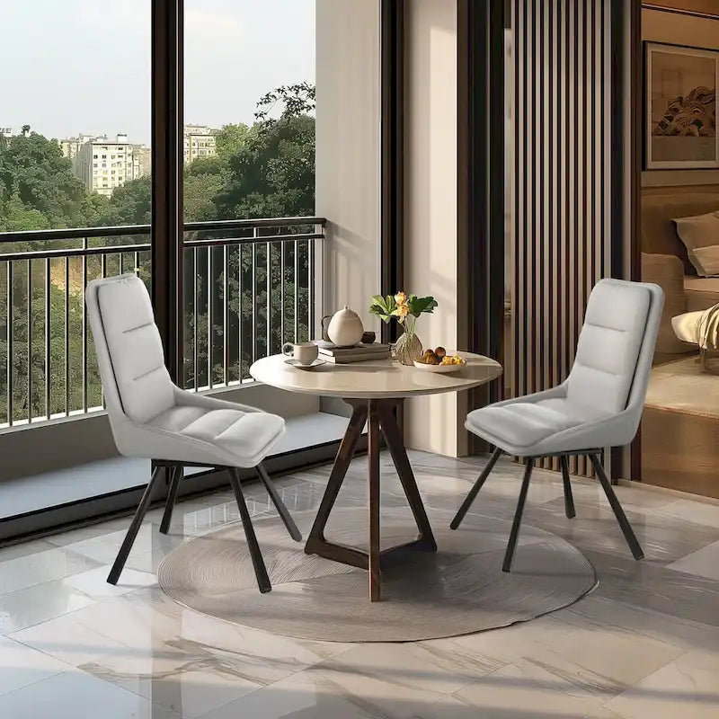 Lot de 2 chaises de salle à manger pivotantes rembourrées en similicuir avec pieds en métal - 18,5x18,5x37 pouces