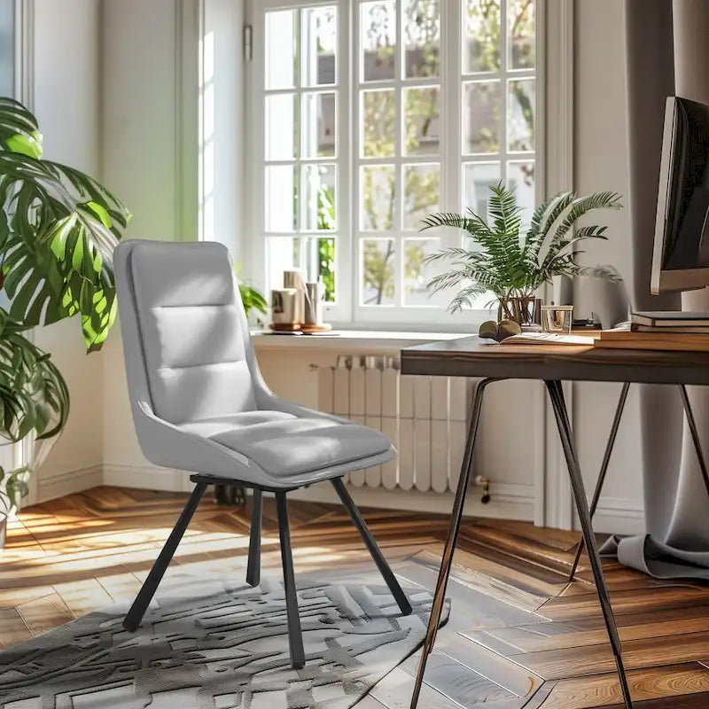 Lot de 2 chaises de salle à manger pivotantes rembourrées en similicuir avec pieds en métal - 18,5x18,5x37 pouces