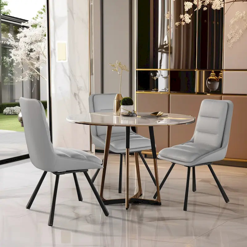 Lot de 2 chaises de salle à manger pivotantes rembourrées en similicuir avec pieds en métal - 18,5x18,5x37 pouces